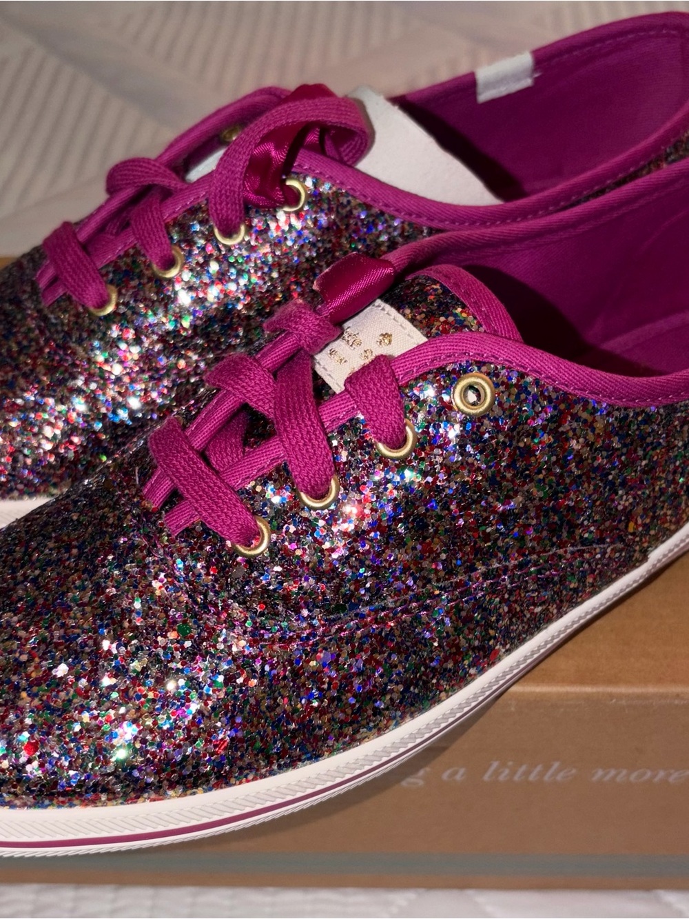 Kate Spade Limited Edition Glitter Lace-Up Sneakers in Fuchsia